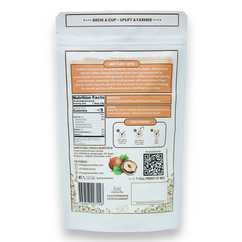 HAZELNUT Instant Coffee | 100 Gms Pouch