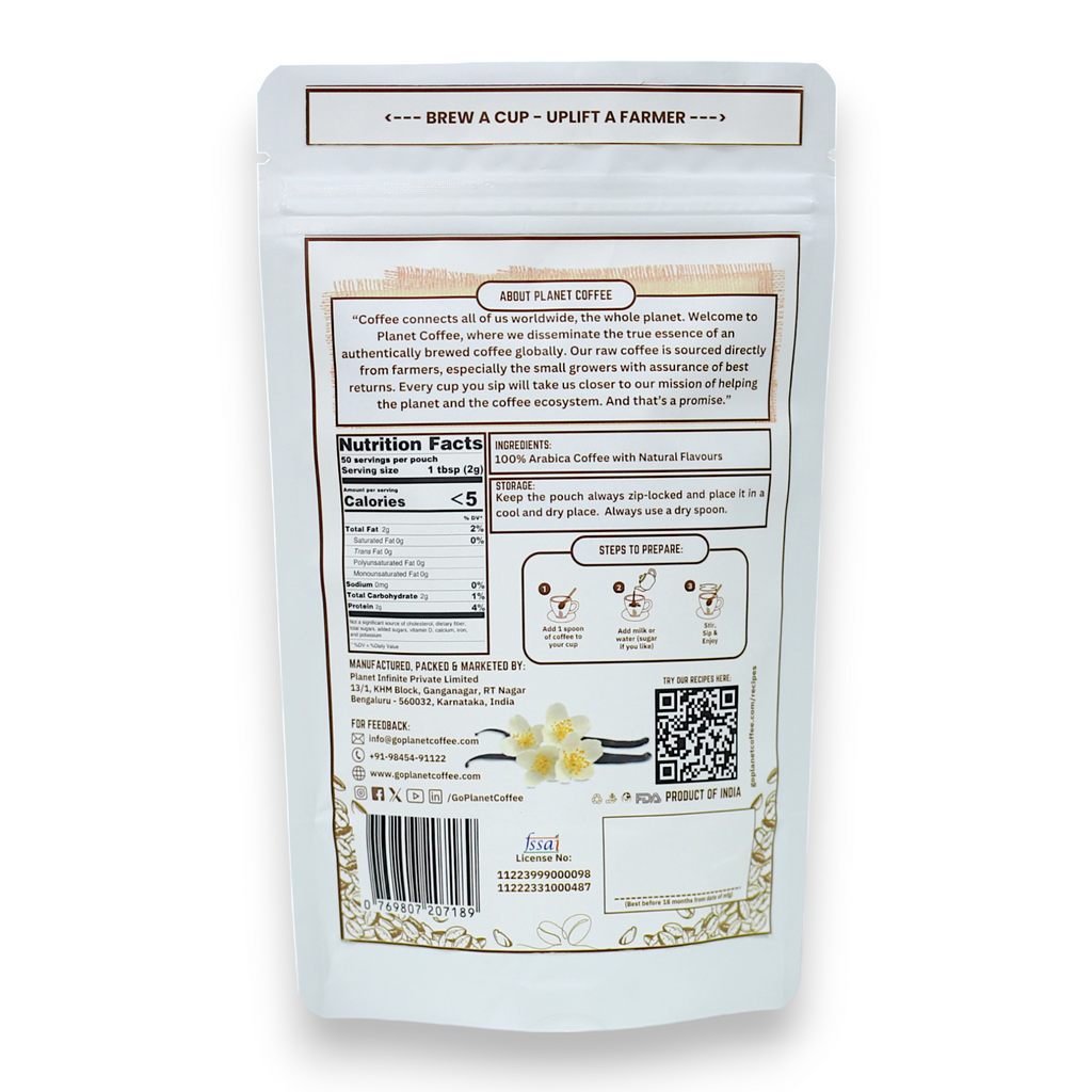 VANILLA Instant Coffee | 100 Gms Pouch