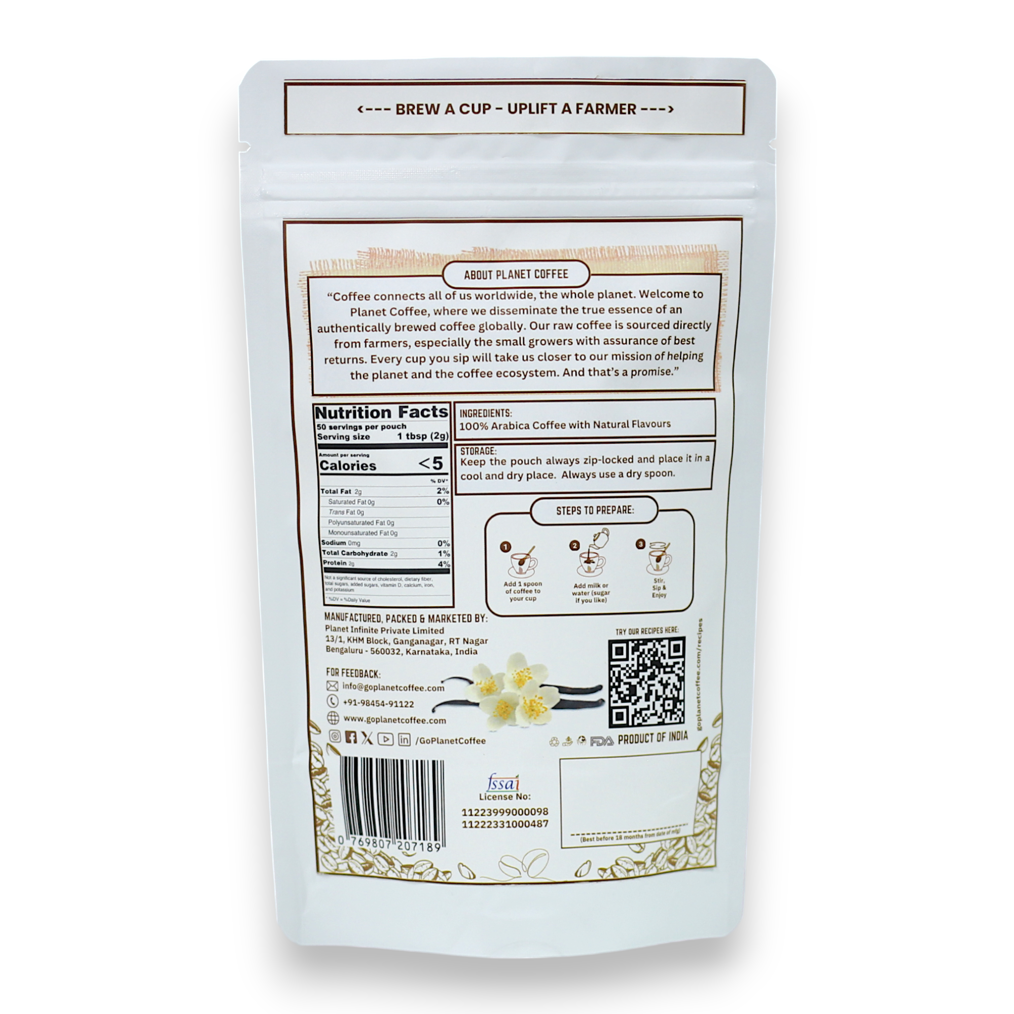 VANILLA Instant Coffee | 100 Gms Pouch