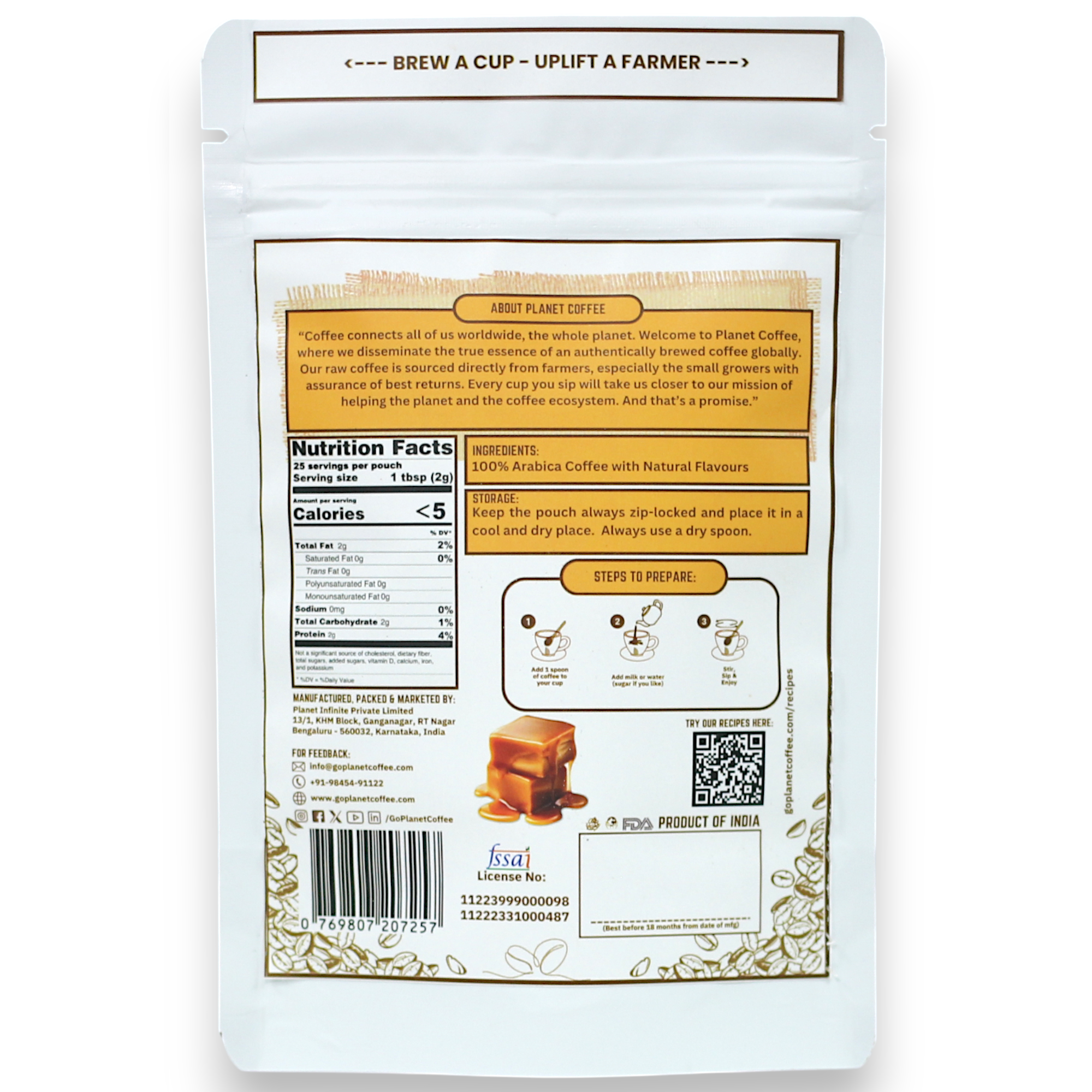 CARAMEL Instant Coffee | 50 Gms Pouch