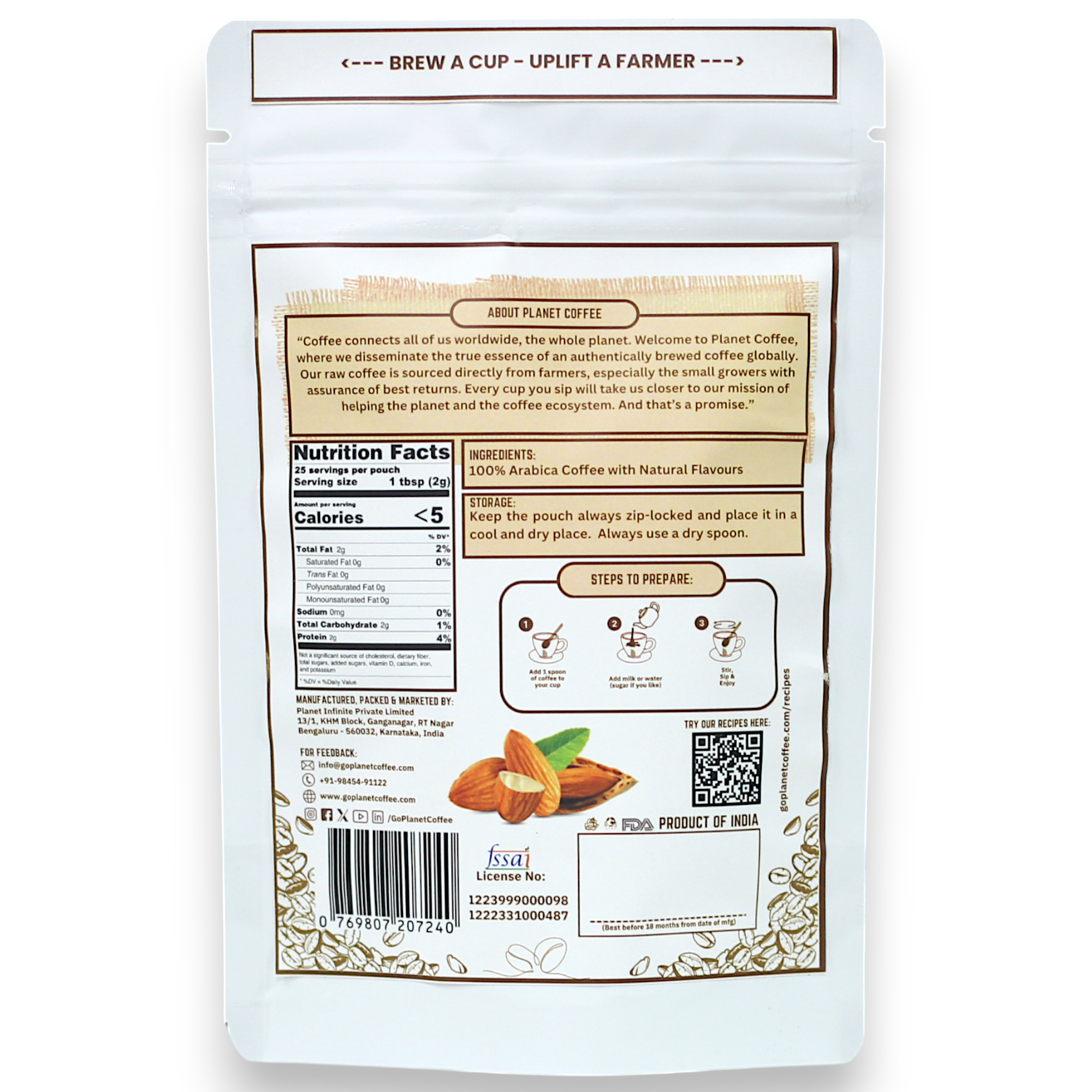 ALMOND Instant Coffee | 50 Gms Pouch