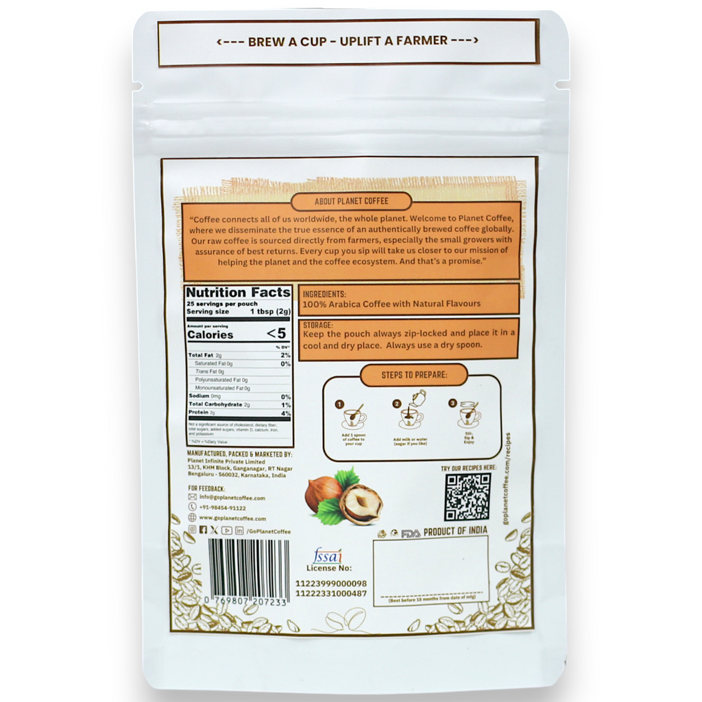 HAZELNUT Instant Coffee | 50 Gms Pouch