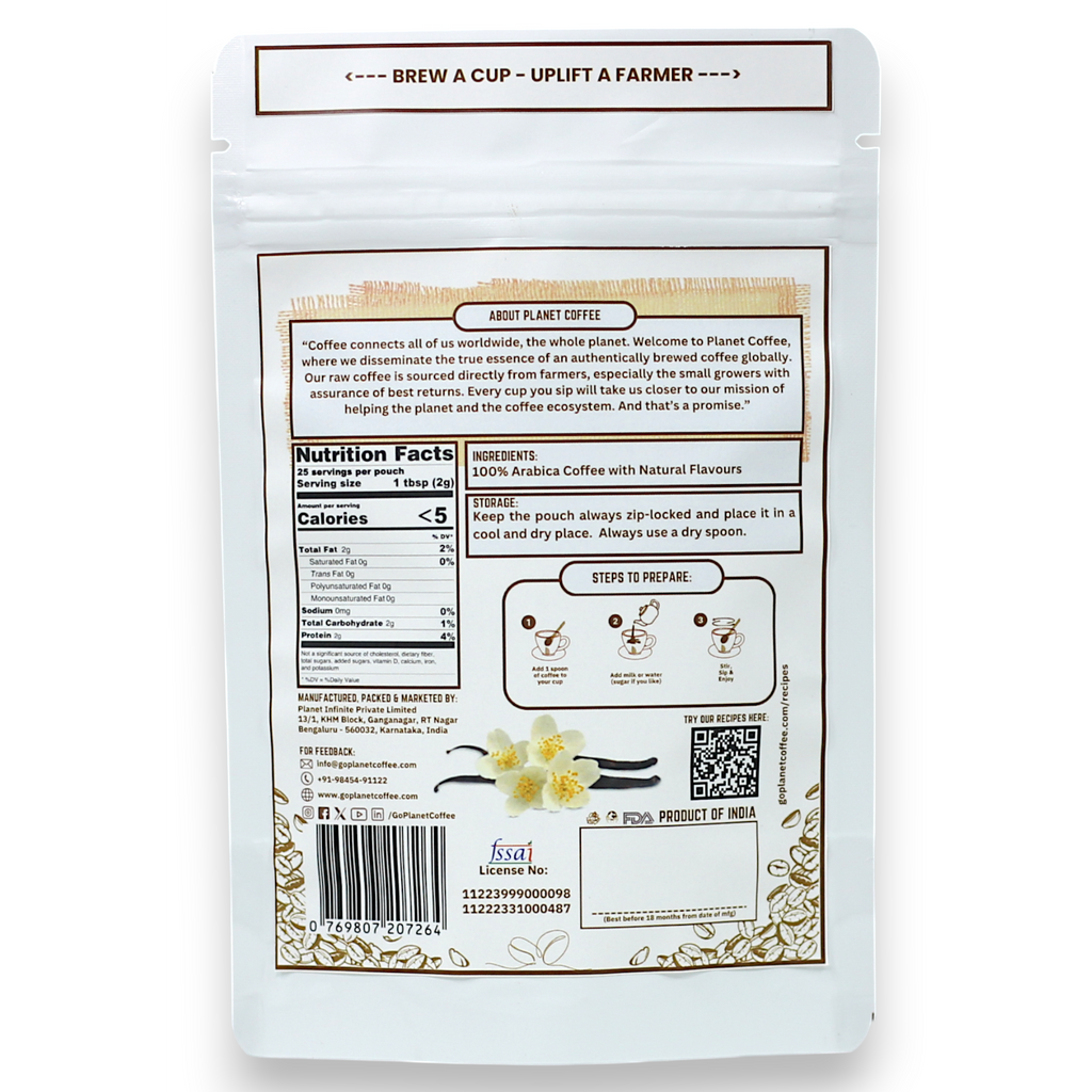 VANILLA Instant Coffee | 50 Gms Pouch