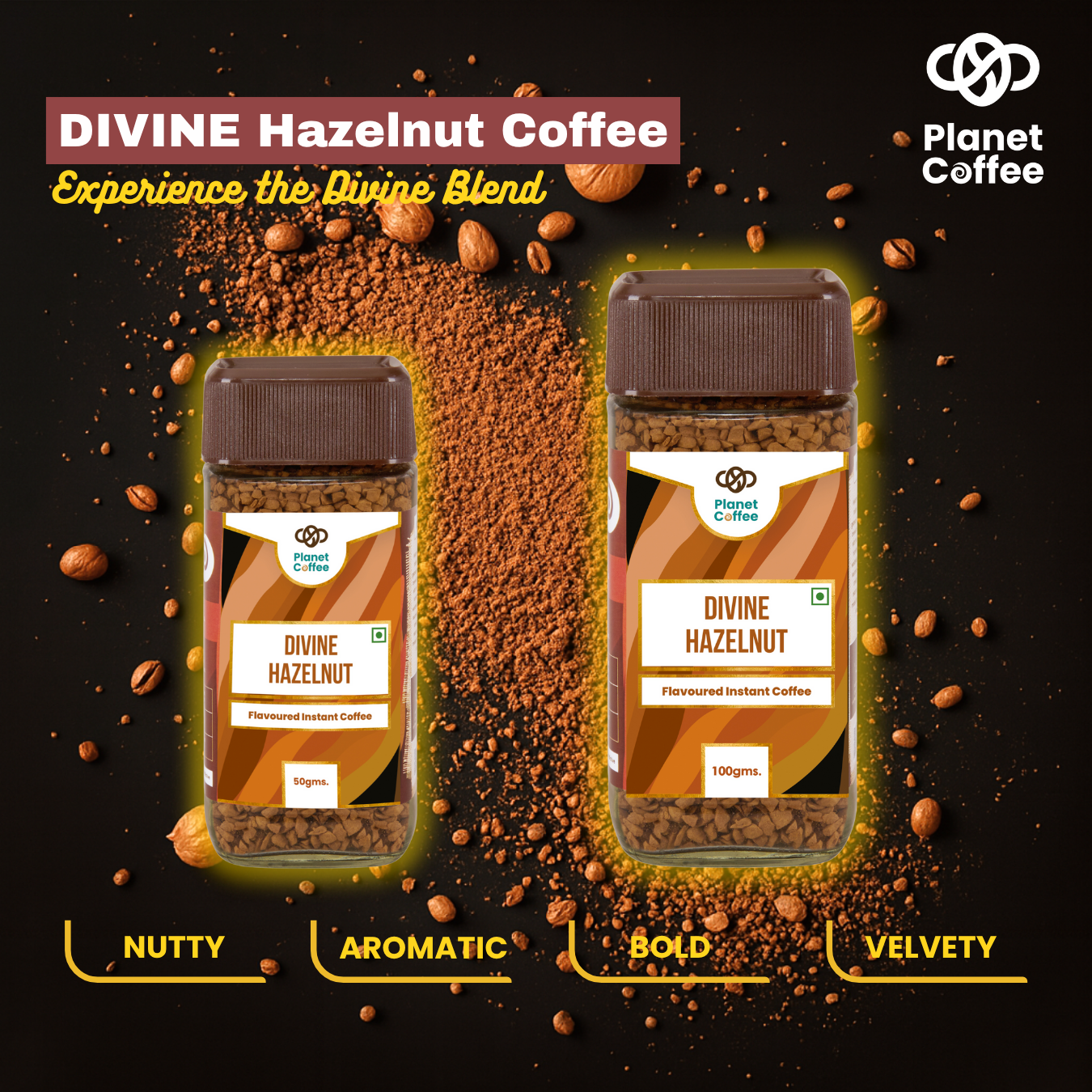 DIVINE Hazelnut Coffee | 100 Gms Jar