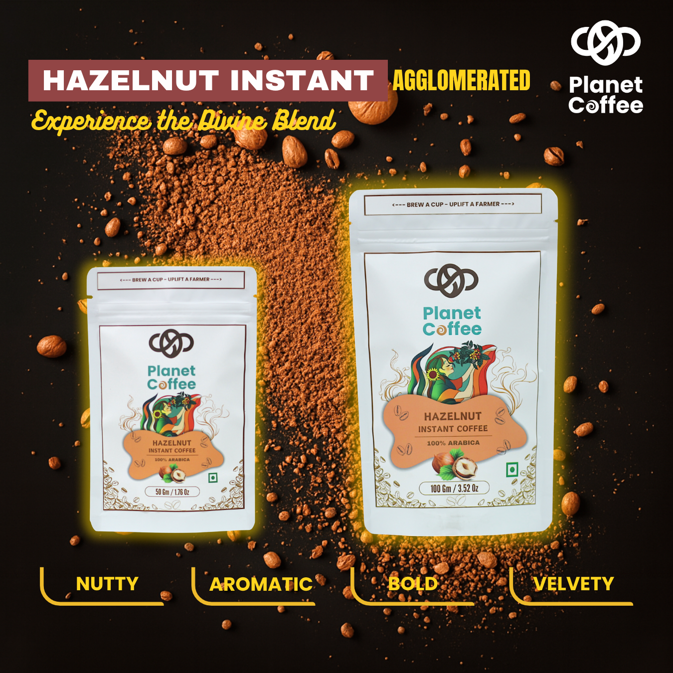 HAZELNUT Instant Coffee | 100 Gms Pouch